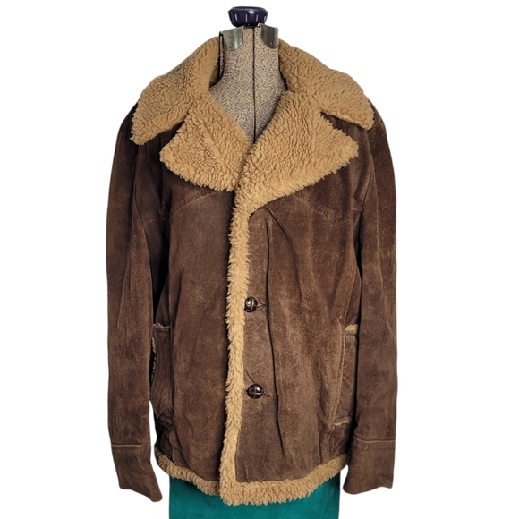 Vintage Jackets & Blazers - Vintage sherpa lined aviator brown leather winter coat